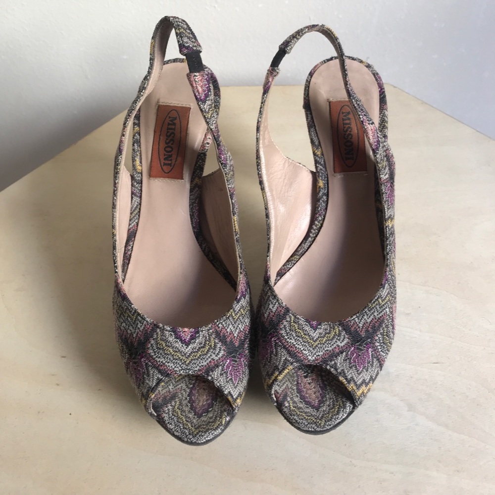 Missoni Sling Back Platform Heels